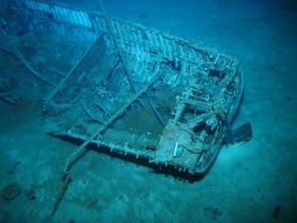 Stern of carvel built motor boat